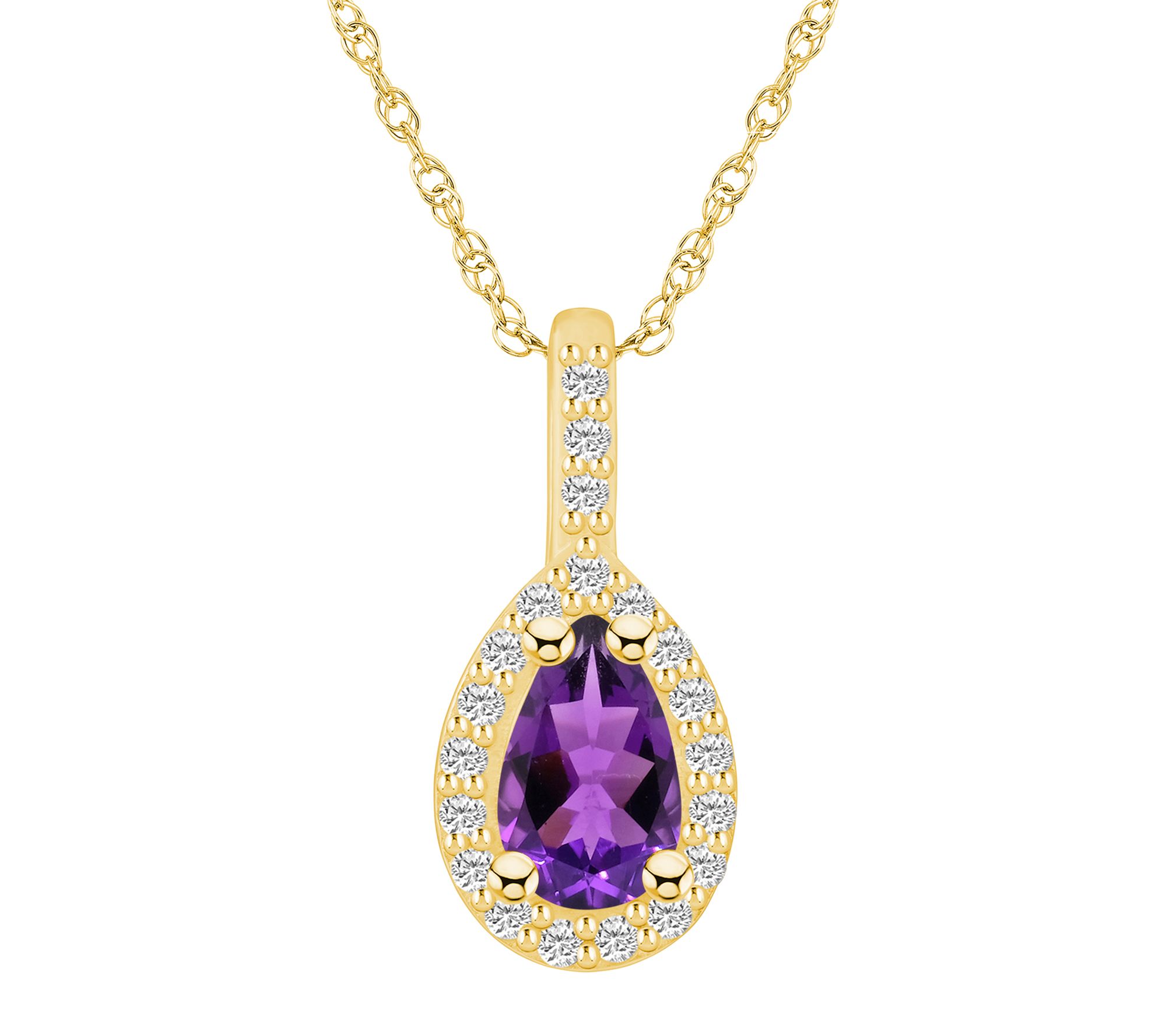 Affinity Gems Pear Gemstone & Diamond Pendant w/ Chain, 14K