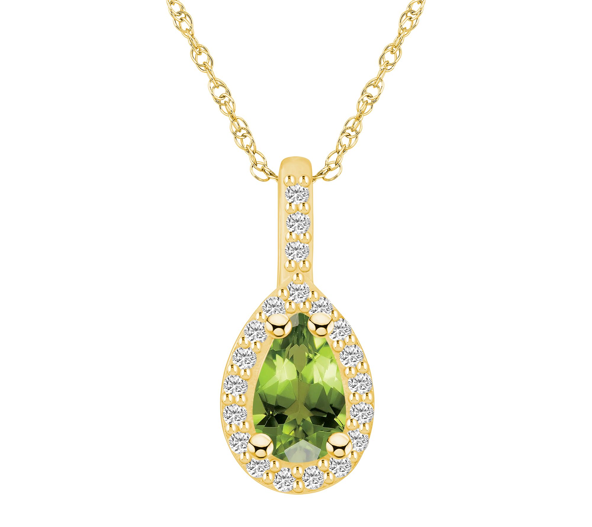 Affinity Gems Pear Gemstone & Diamond Pendant w/ Chain, 14K