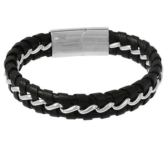 Mistero For Him Braided Leather Bracelet w/ Magnetic Clasp