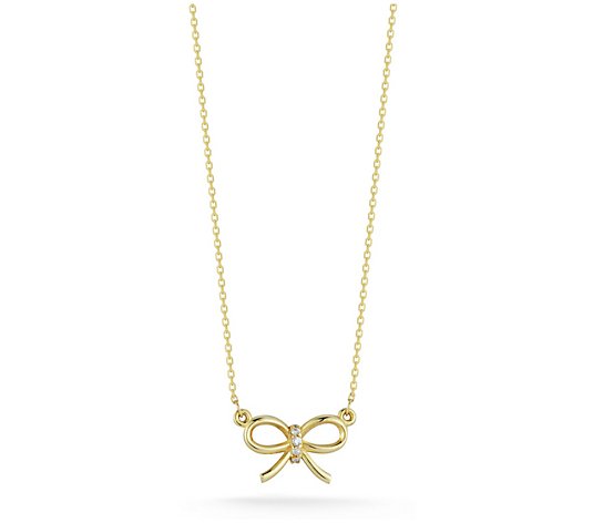Luminosa Gold Diamond Accent Bow Necklace, 14K