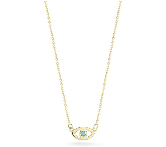 Luminosa Gold Turquoise Open Evil Eye Necklace,14K