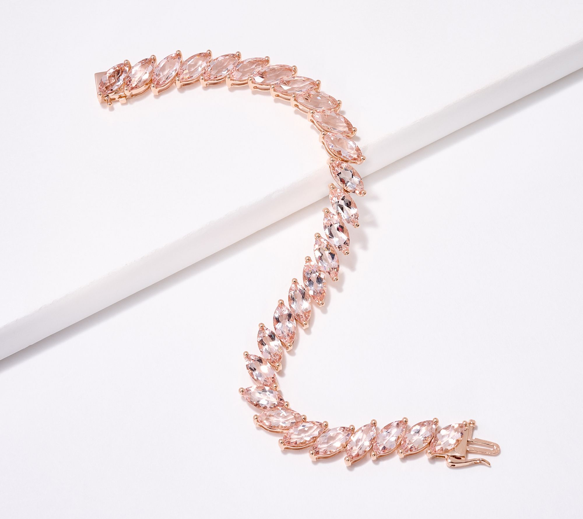 As Is Vault Discoveries Morganite Tennis Bracelet 14K Rose Gold