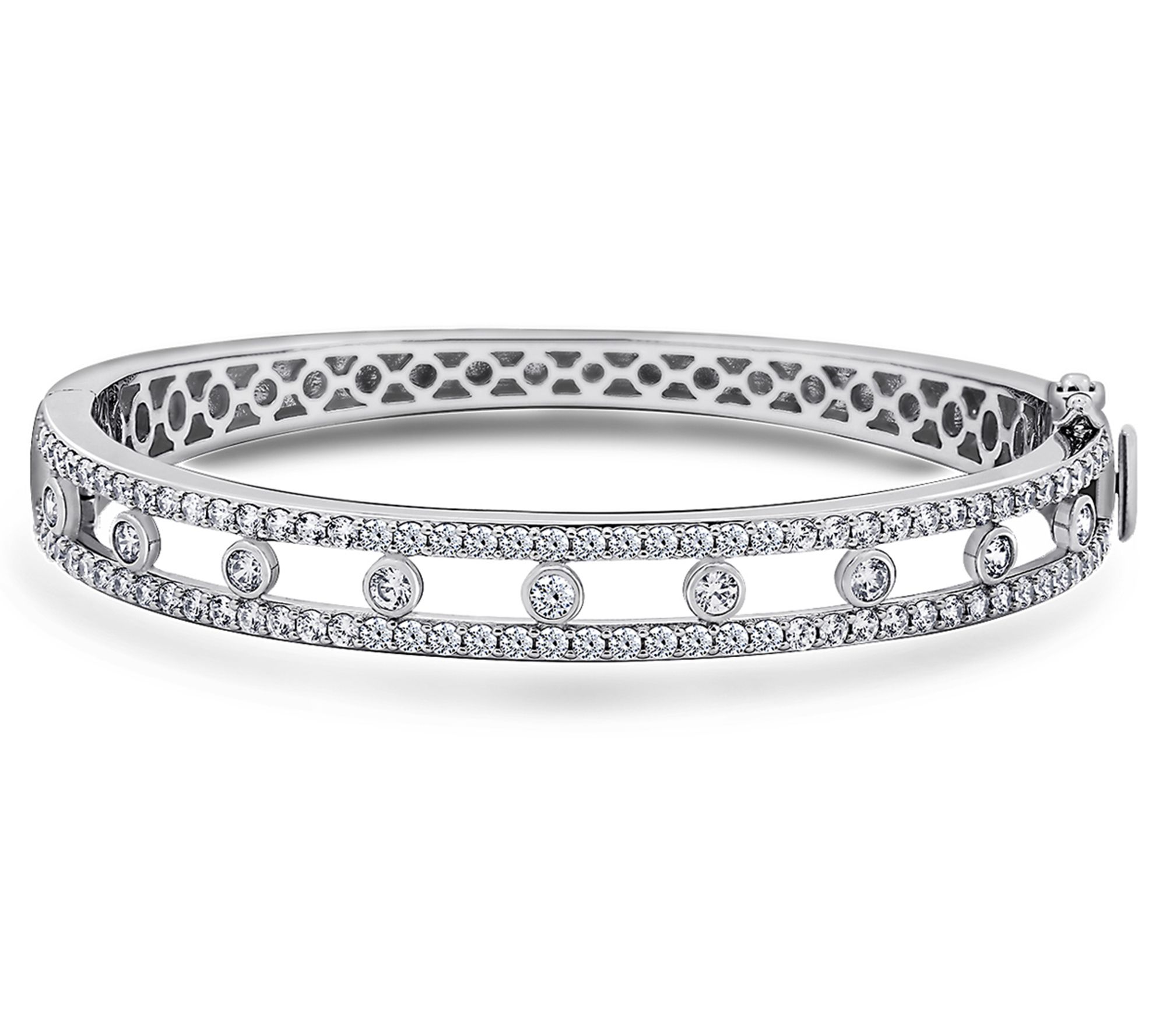 Diamonique 3.95 cttw Open Work Bangle, Sterling Silver