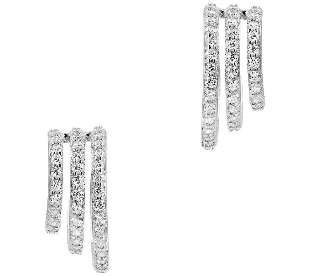 Diamonique Italia Graduated Multi-Hoop Earrings, Sterling