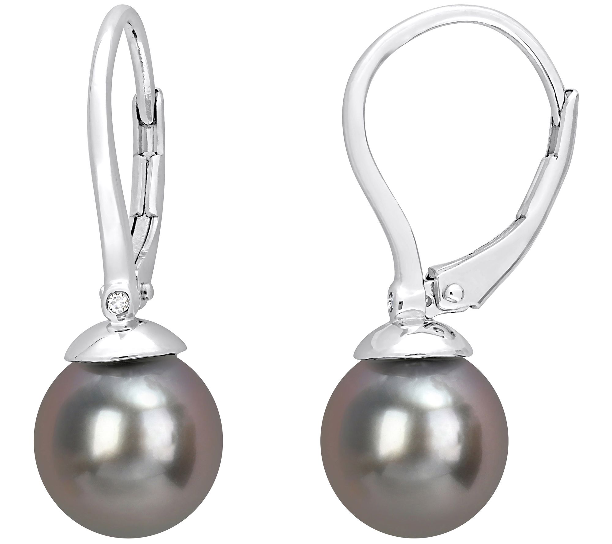 Affinity Cultured Tahitian Pearl & Diamond Earr ings, Sterling
