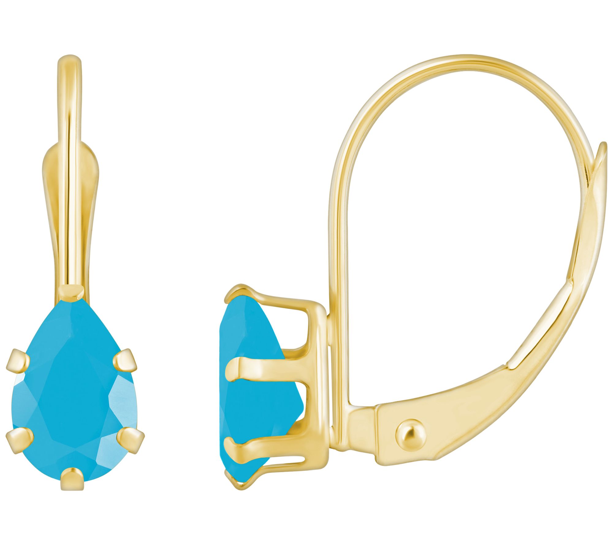 Affinity Gems Pear Cut Turquoise Leverback Earrings, 10K Gold