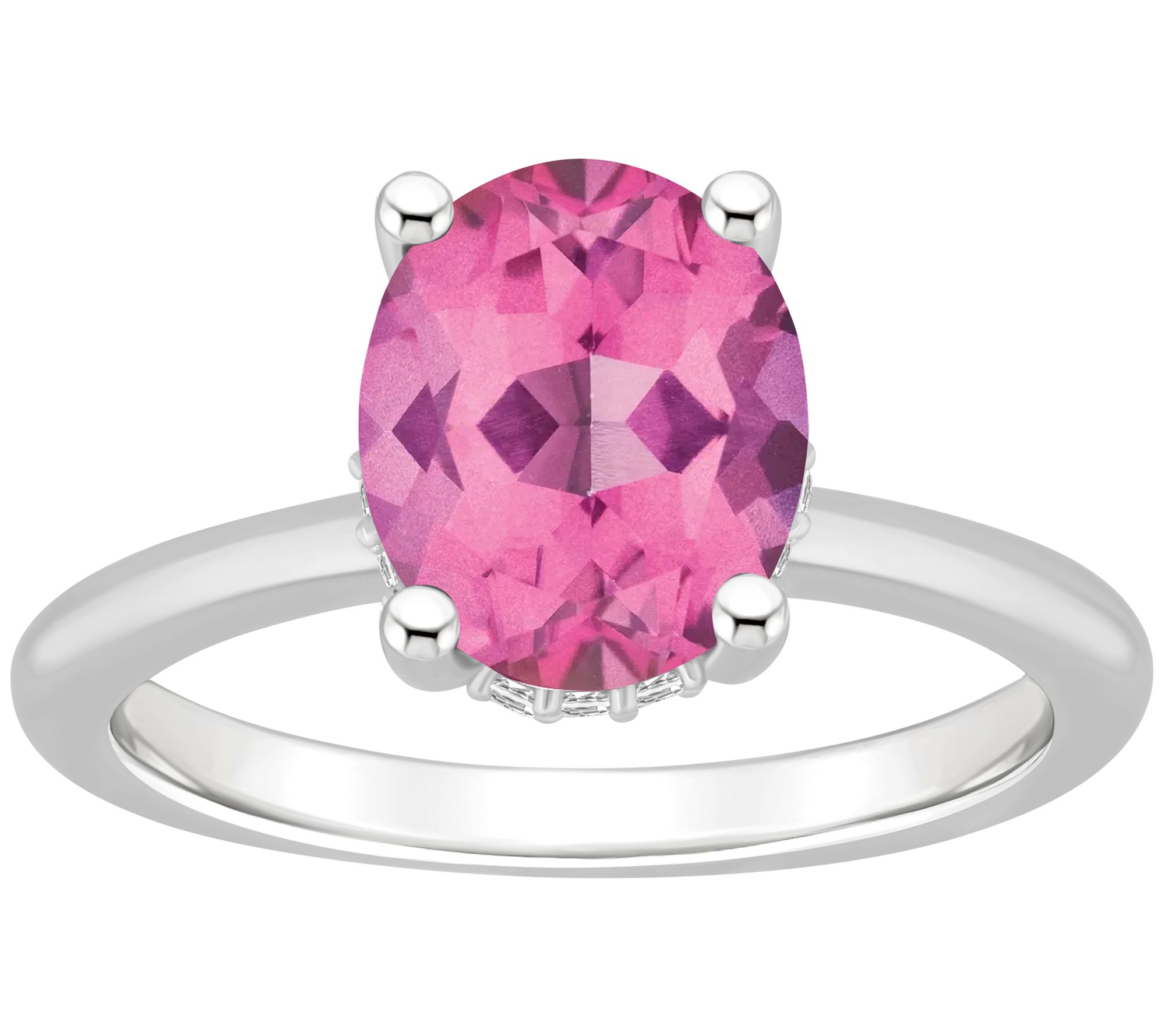 Affinity Gems Oval Topaz & Diamond Gallery Ring, Sterling