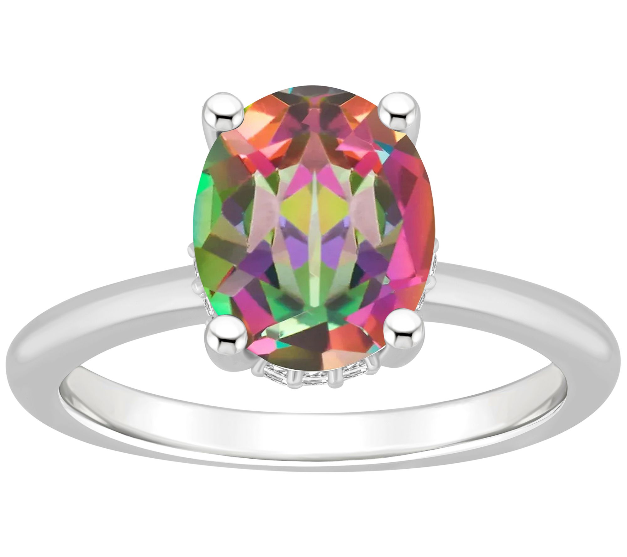 Affinity Gems Oval Topaz & Diamond Gallery Ring, Sterling