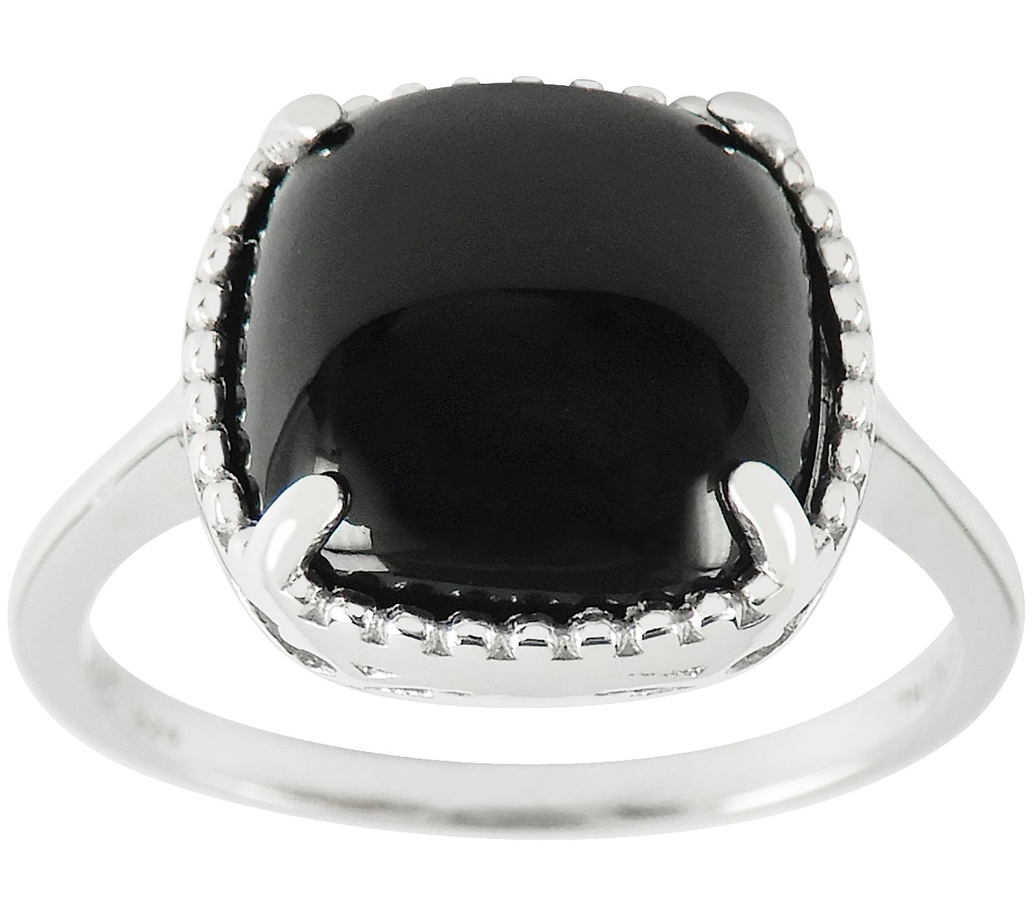 Affinity Gems Cushion Cut Onyx Ring, Sterling Silver