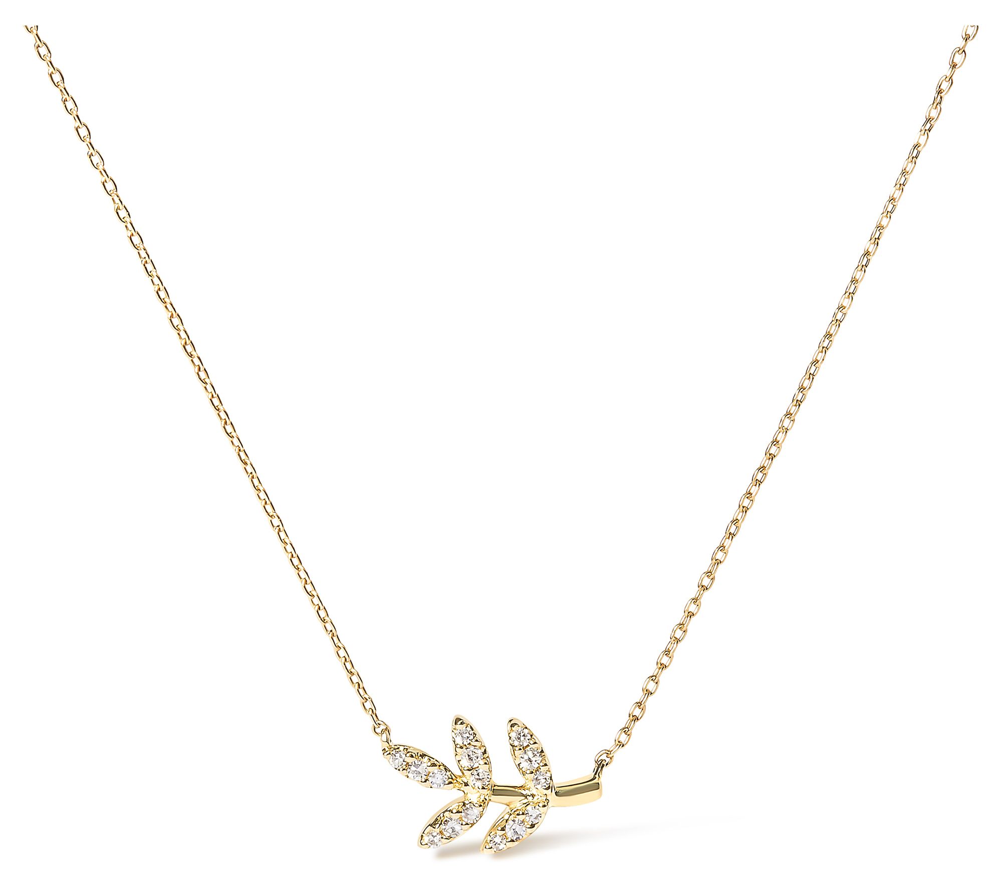 Haus of Brilliance Diamond Accent Leaf N ecklac, 10K