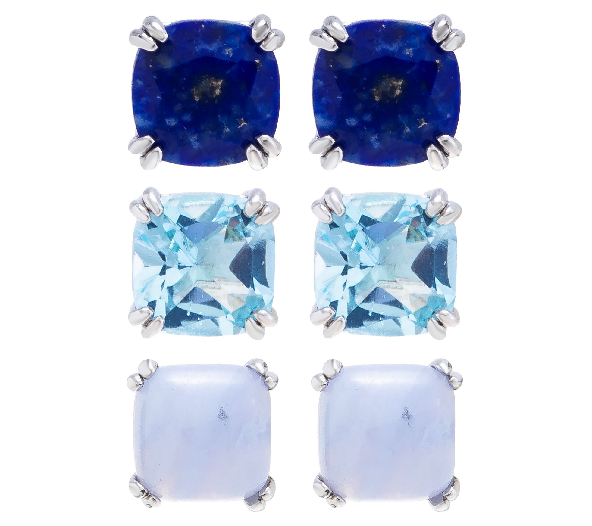 Affinity Gems Blue Gemstone Stud Earrings Set,Sterling Silver - QVC.com