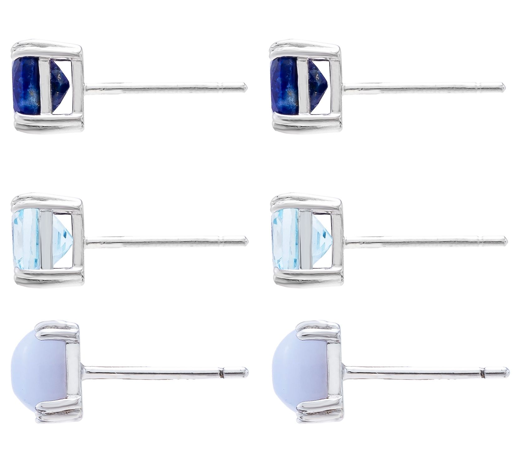 Affinity Gems Blue Gemstone Stud Earrings Set,Sterling Silver - QVC.com