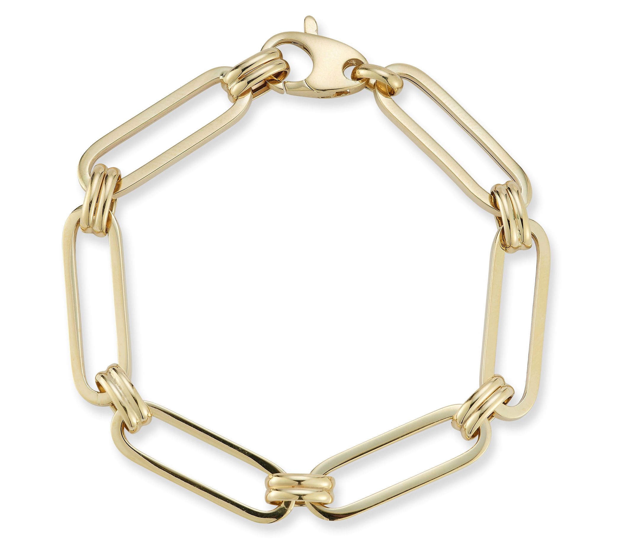 Italian Gold Flat Oval Link Bracelet, 14K