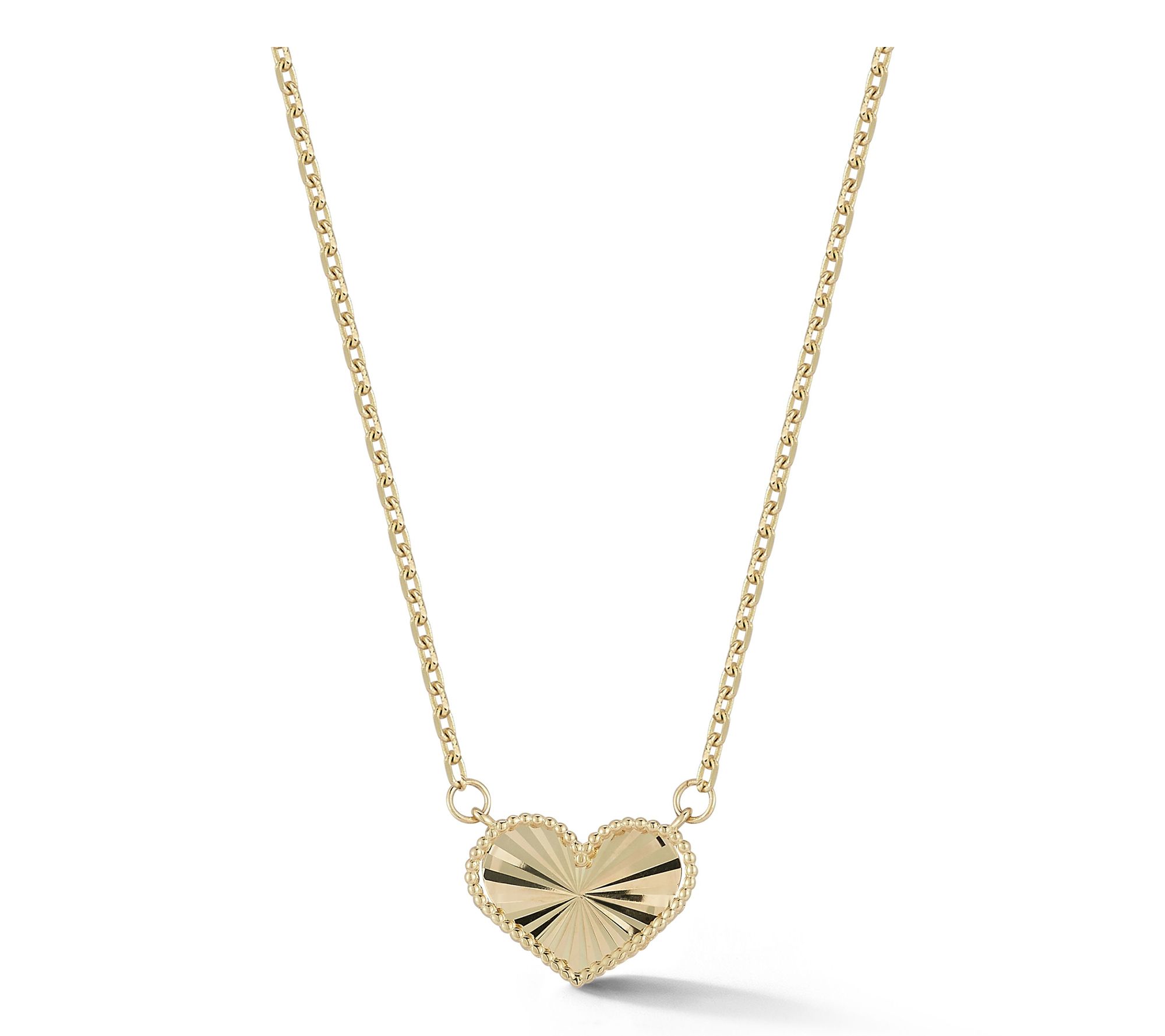 Luminosa Gold Dainty Diamond Cut Heart Necklace, 14K