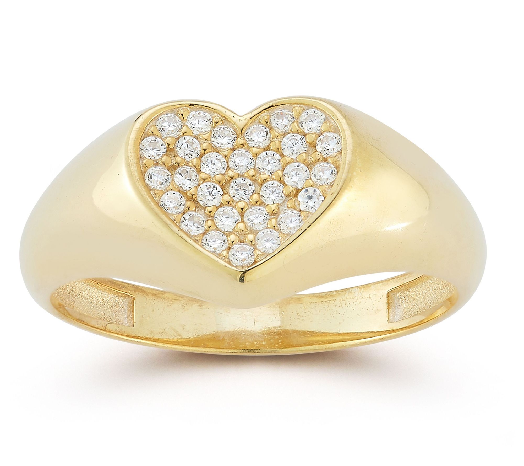 Sterlina Silver Flat Pave Heart Signet Ring, Sterling