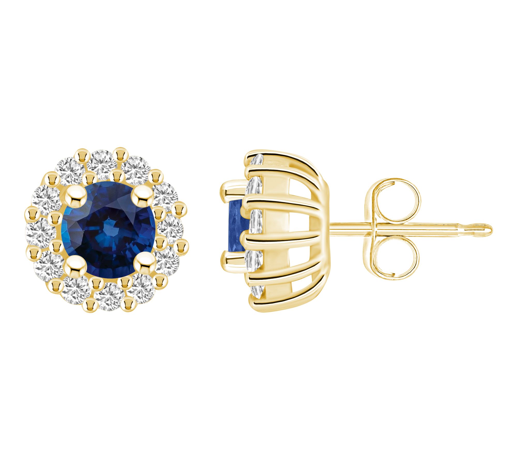 Affinity Gems Round Gemstone & Diamond Halo Earrings, 14K Gold