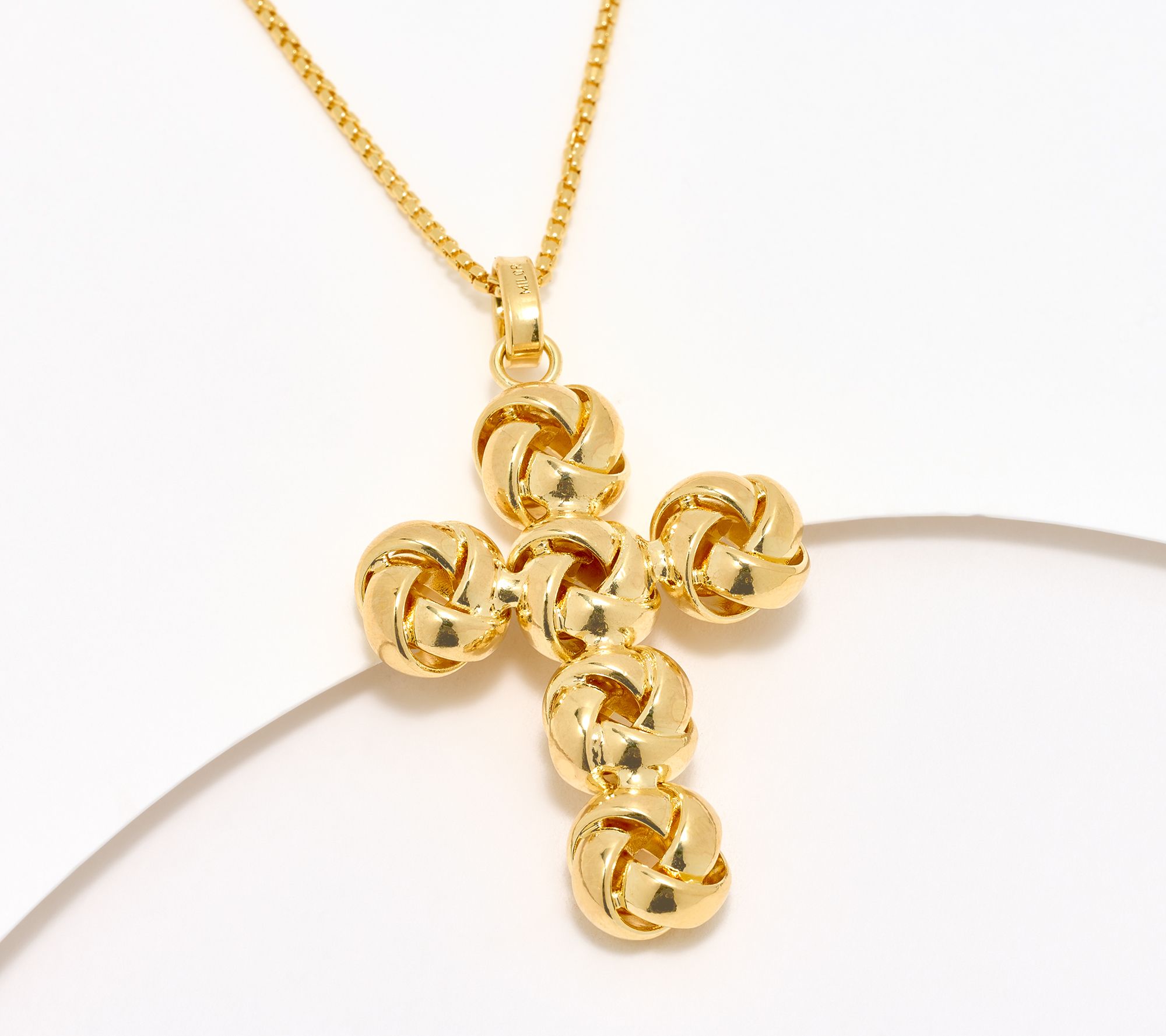 David Markstein Bronze Love Knot Cross Necklace with 20" Box Chain