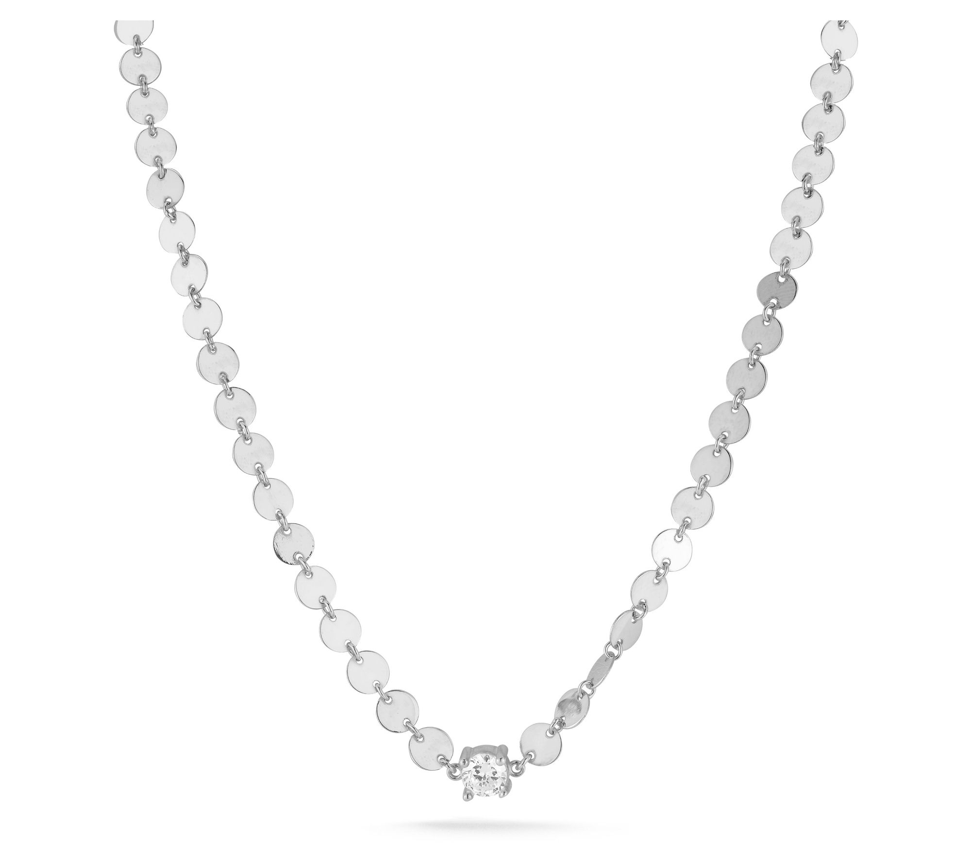 Sterlina Silver Mirror Chain Disc Necklace, Sterling