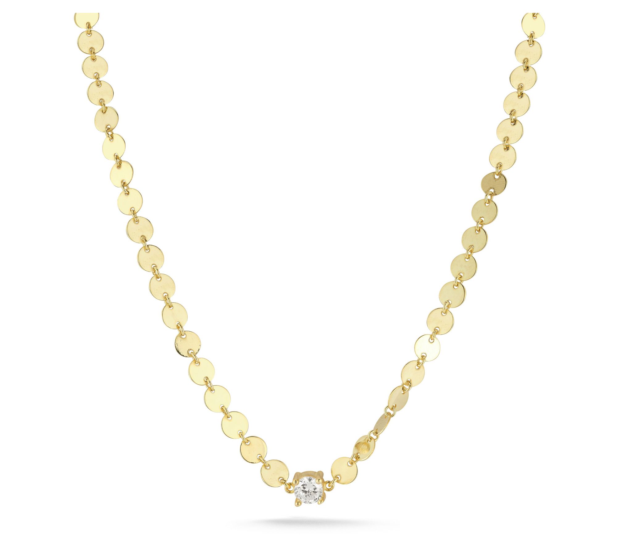 Sterlina Silver Mirror Chain Disc Necklace, Sterling