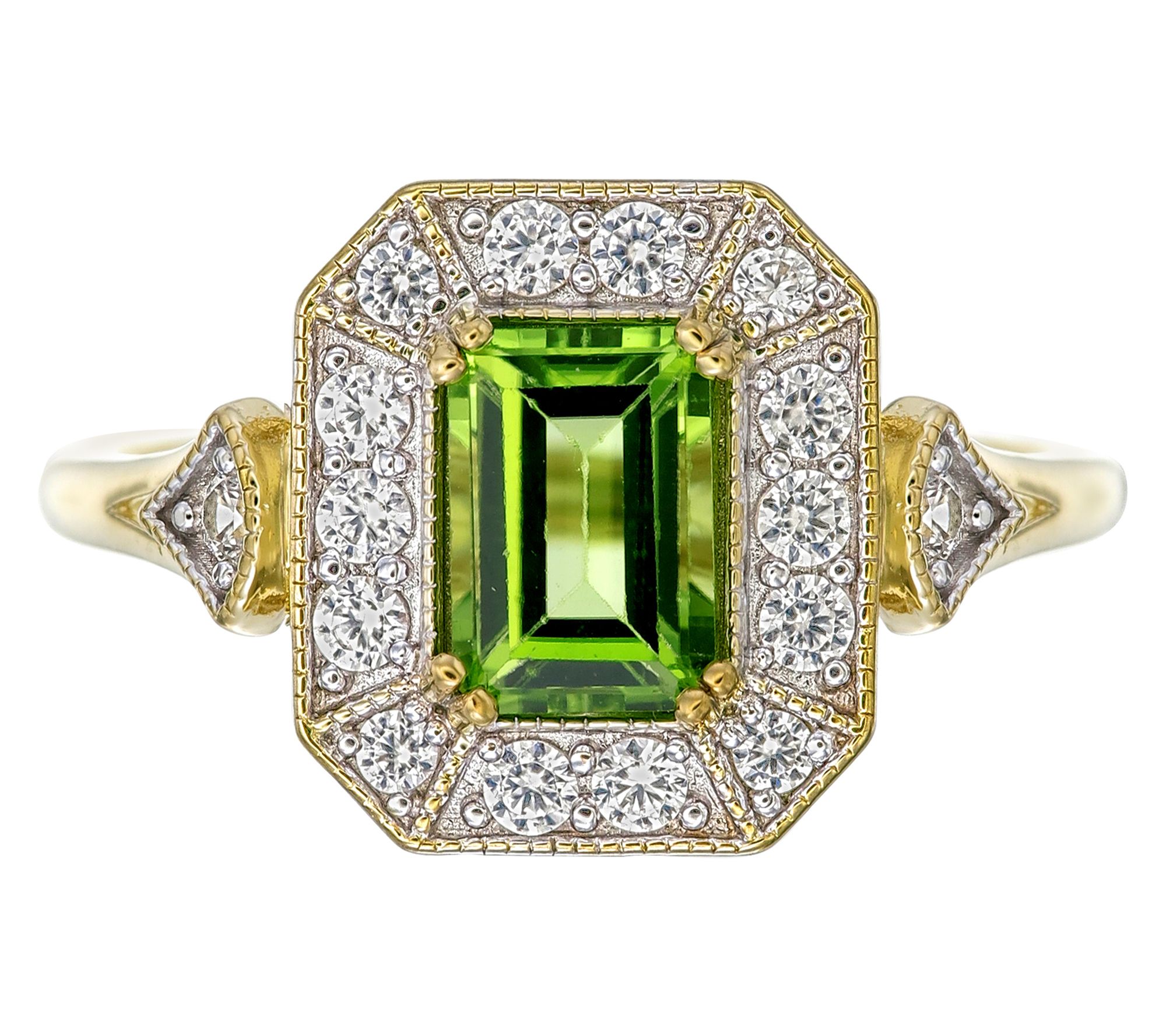 Affinity Gems Emerald Cut Center w/ Halo Ring,Sterling Silver