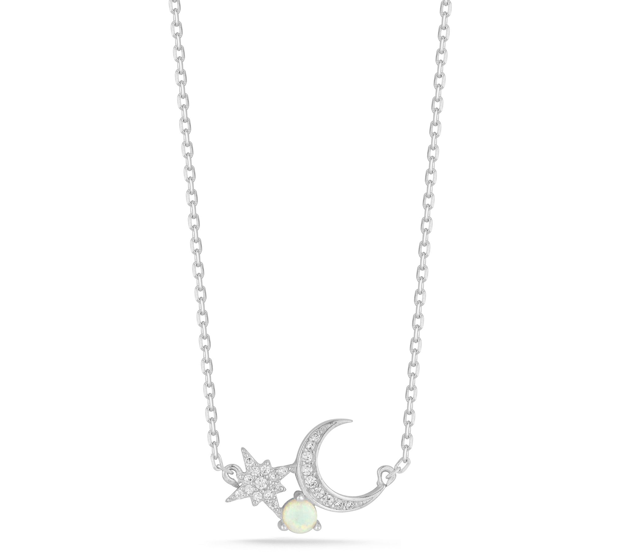 Sterlina Silver Simulated Opal Celestial Necklace, Sterling