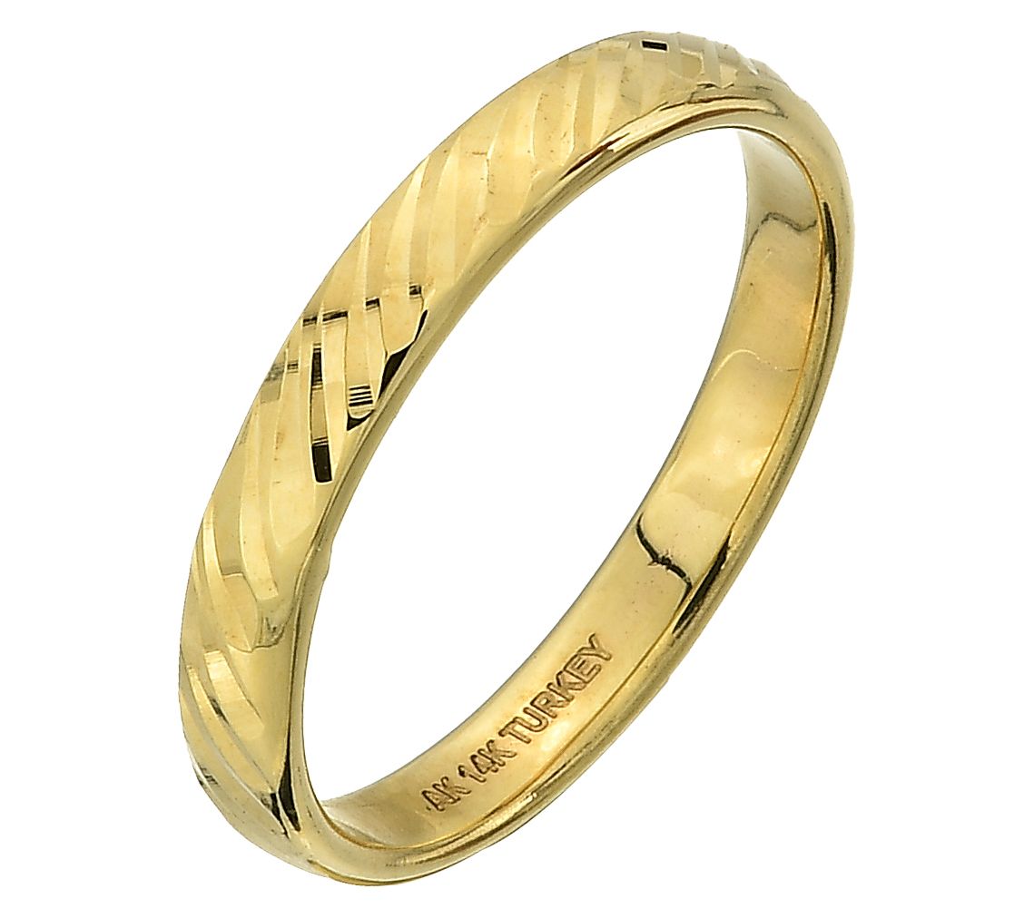 Adorna 14K Gold Diamond Cut Pattern Band  Ring