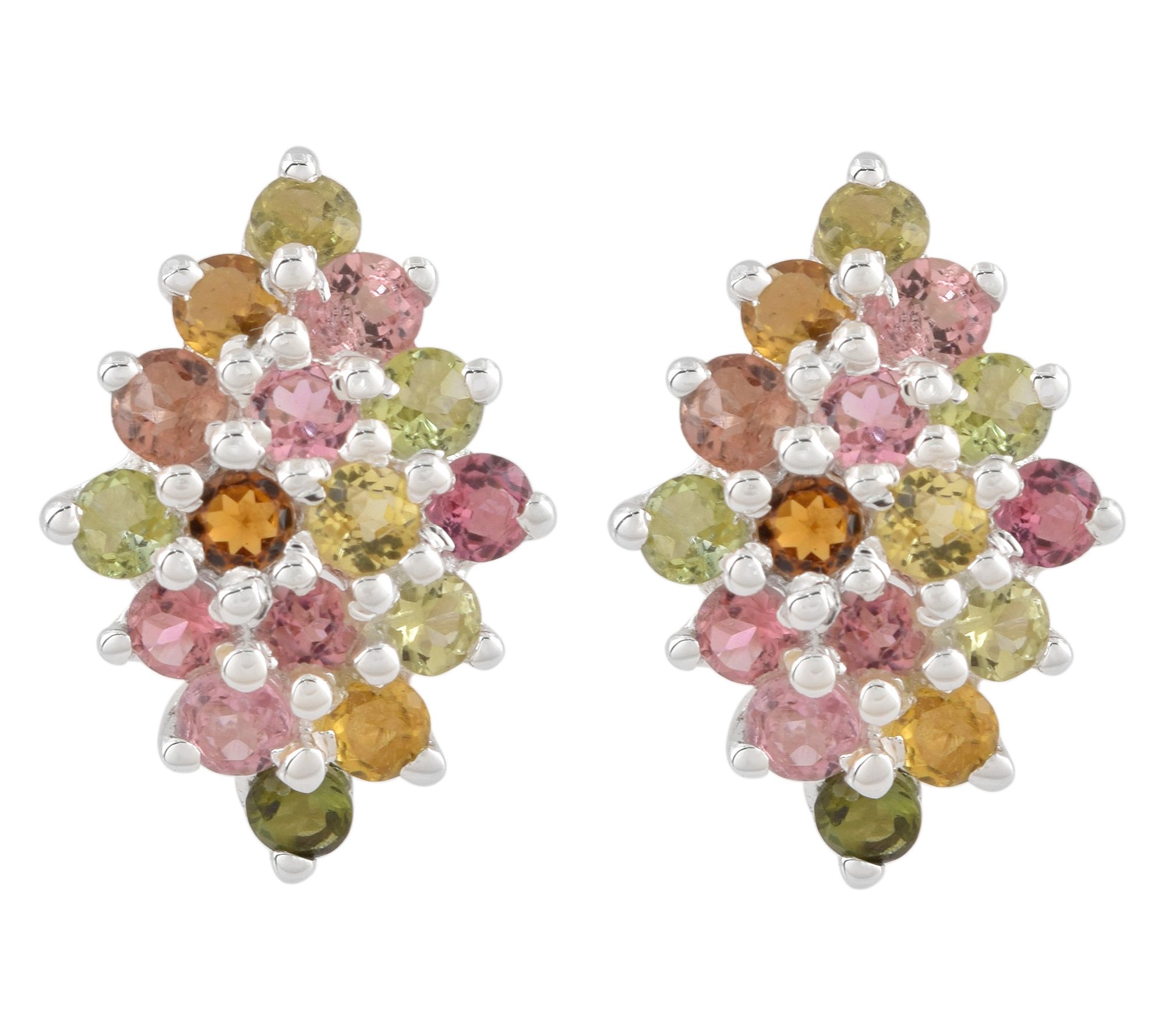 Affinity Gems Multi-Color Tourmaline Earrings,Sterling Silver