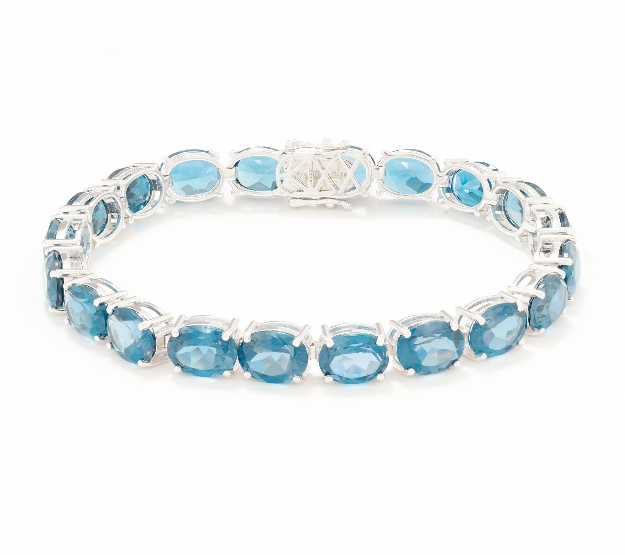 Affinity Gems Oval London Blue Topaz Tennis Bracelet Sterling Silver