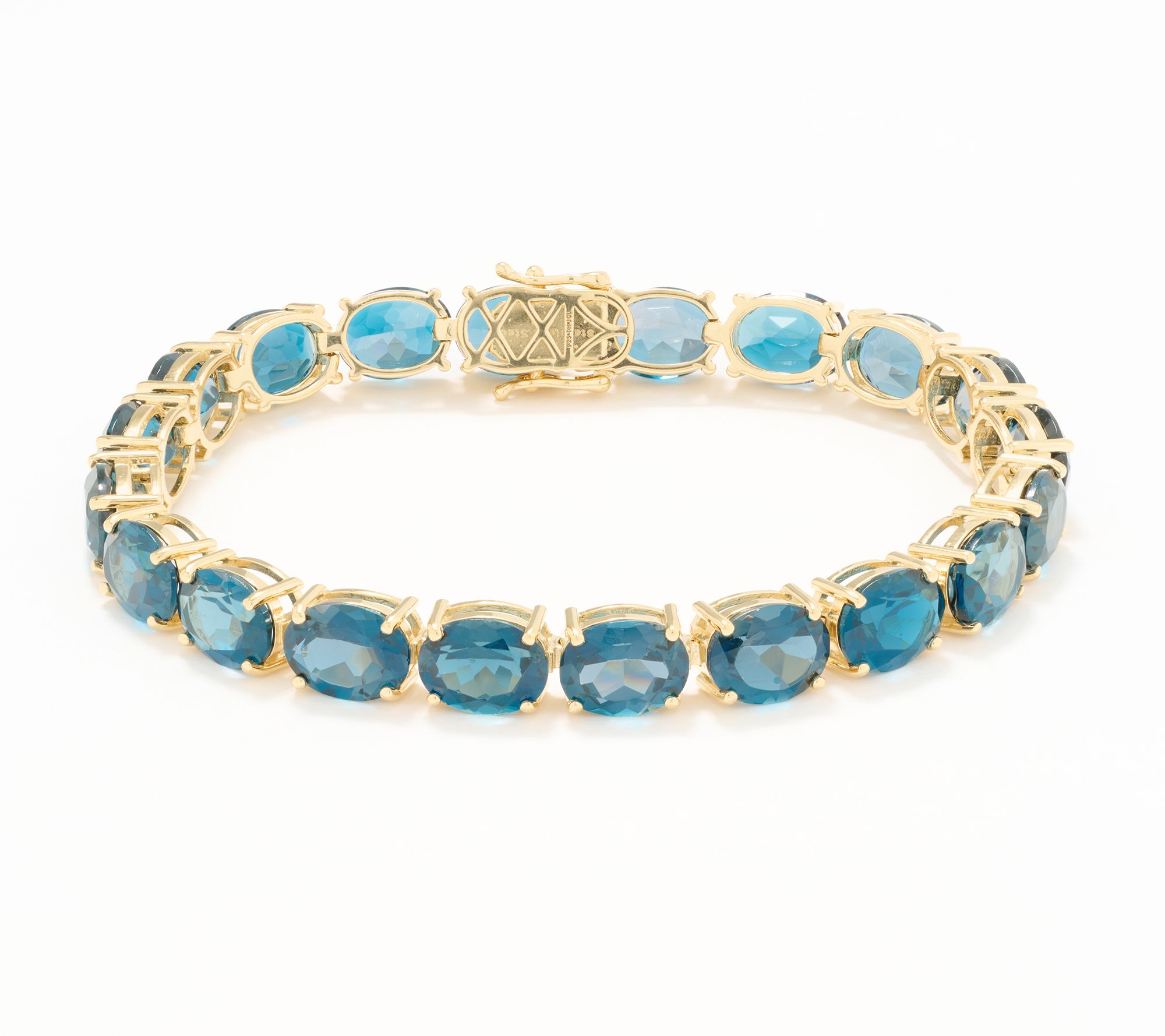 Affinity Gems Oval London Blue Topaz Tennis Bracelet Sterling Silver