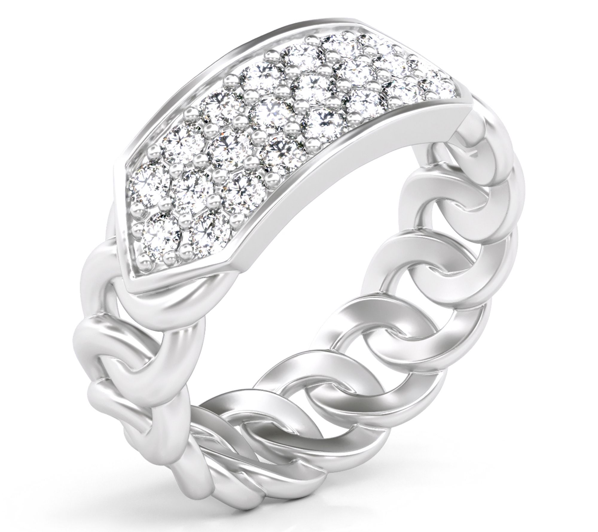 Diamonique Pave Chain Link Chain Design Ring