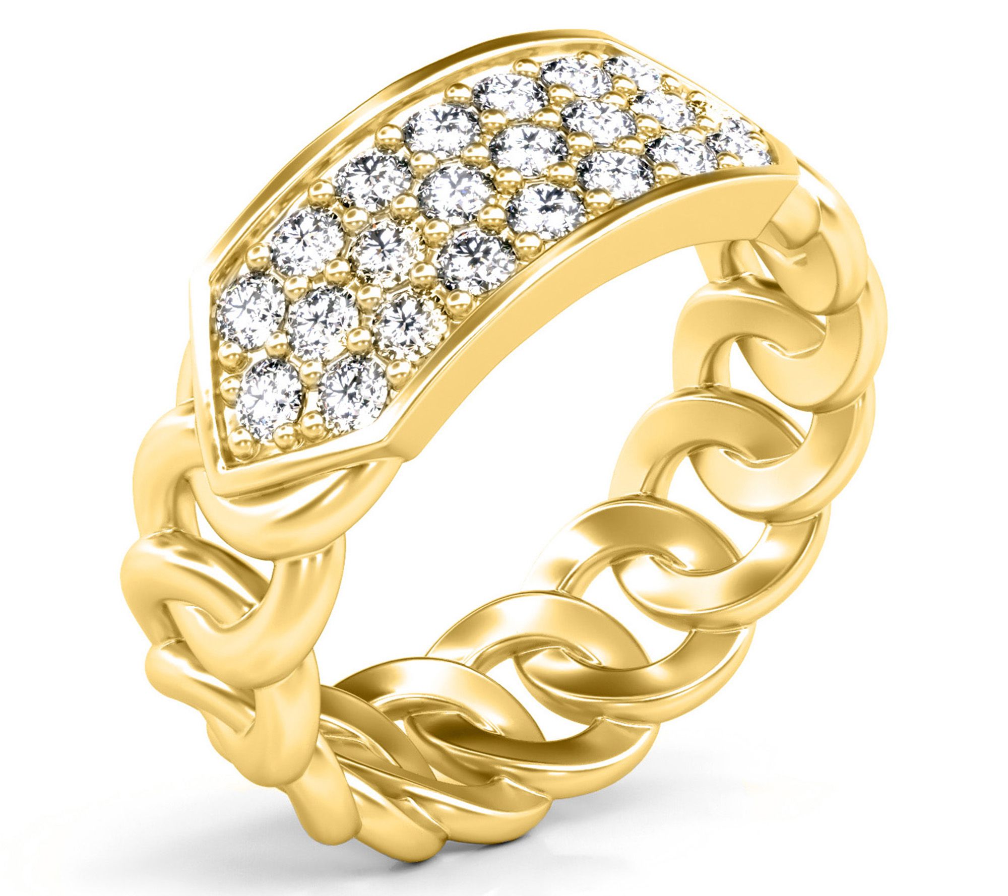 Diamonique Pave Chain Link Chain Design Ring