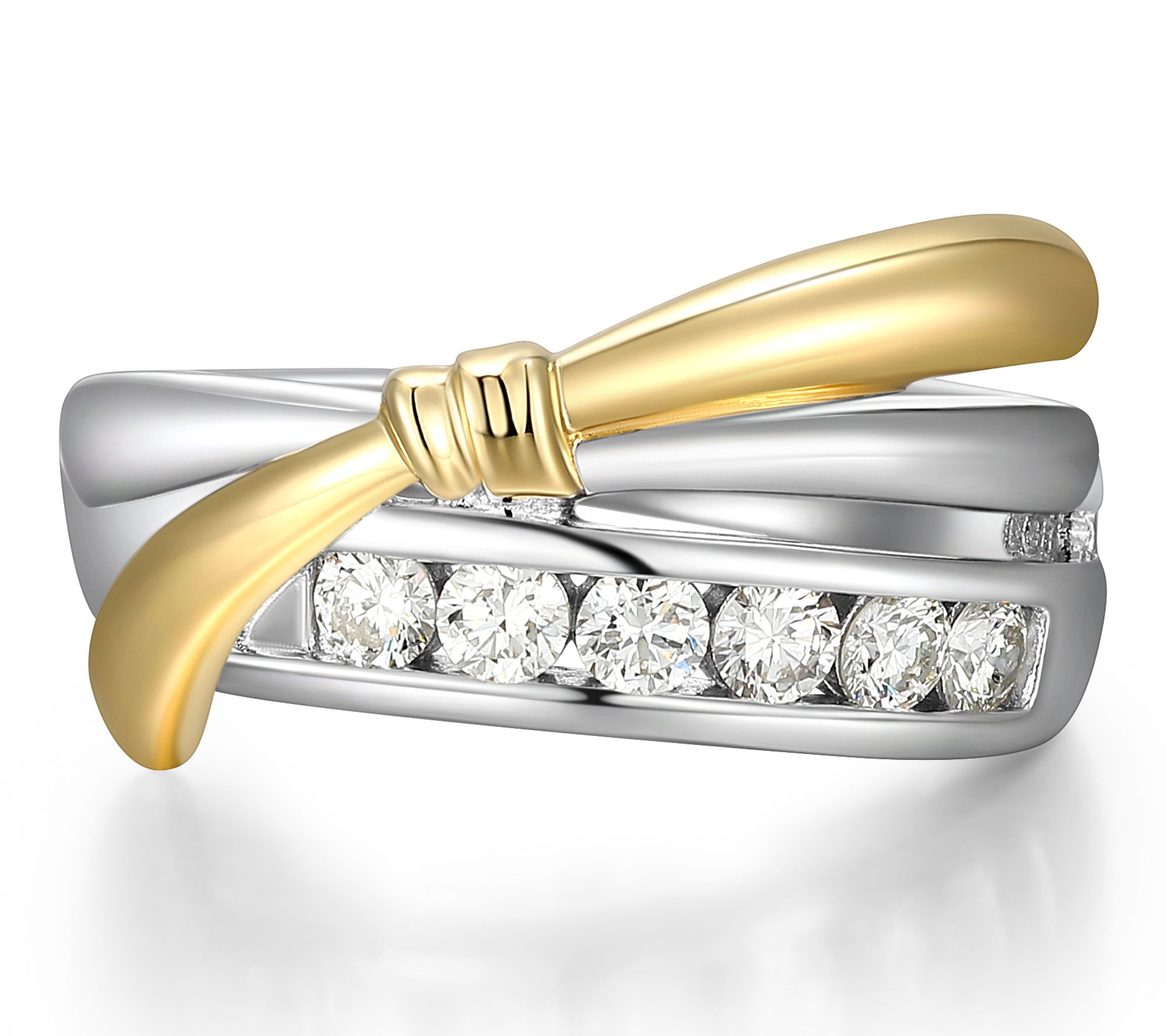 LuxLab 0.45 cttw Grown Diamond Two-Tone Ring, S terling Silver