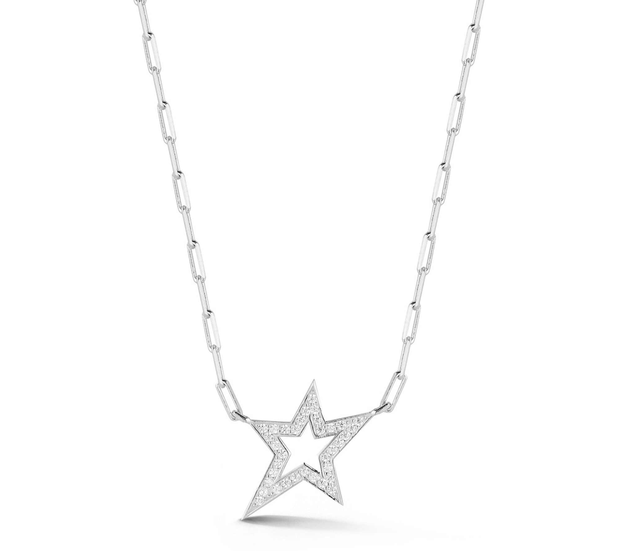 Sterlina Silver Open Star Necklace, Sterling