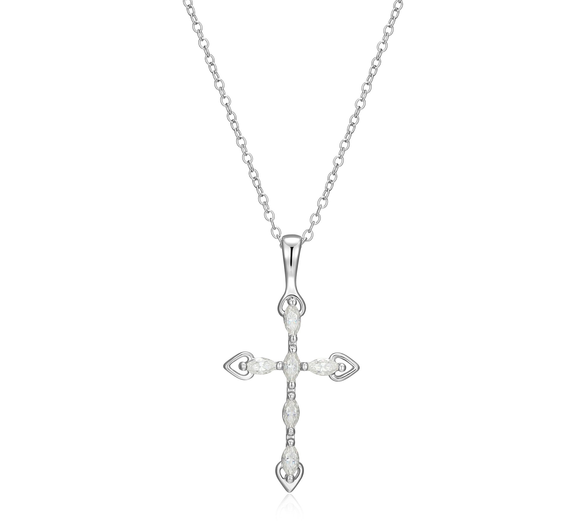 Sterling Silver 0.45 cttw Moissanite Cross Pendant w/Chain