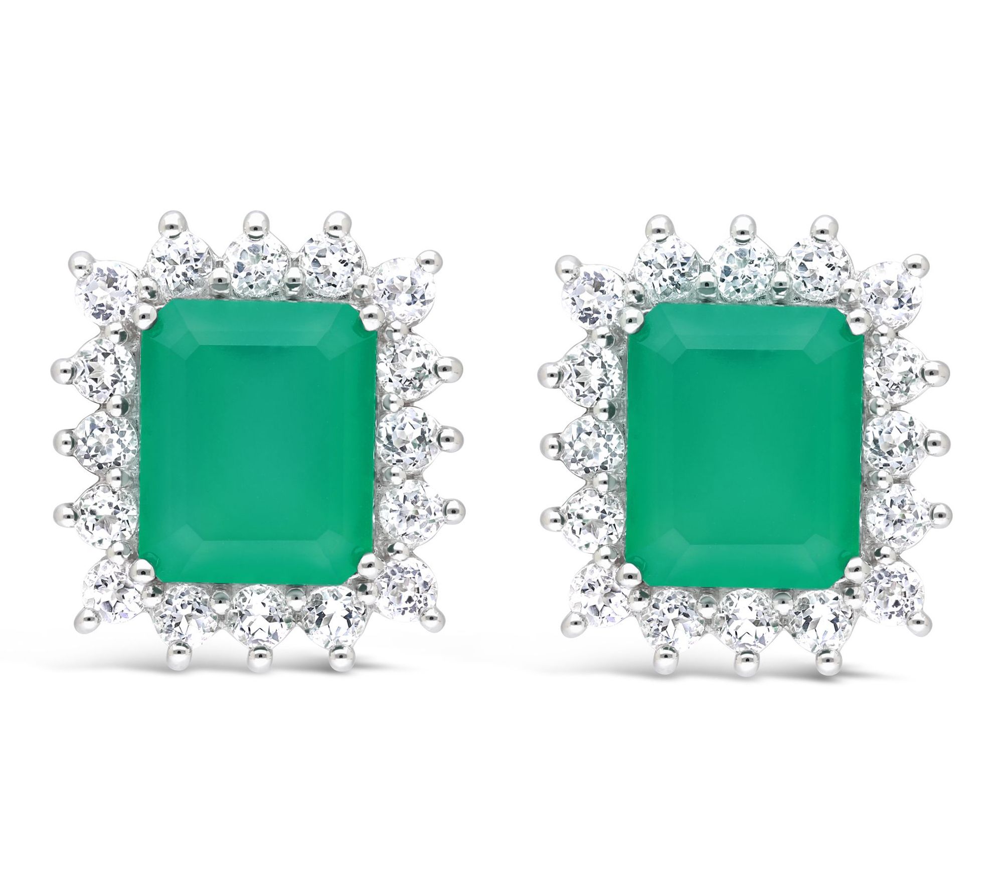 Ariva Sterling Green Chalcedony & White Topaz Vivien Earrings
