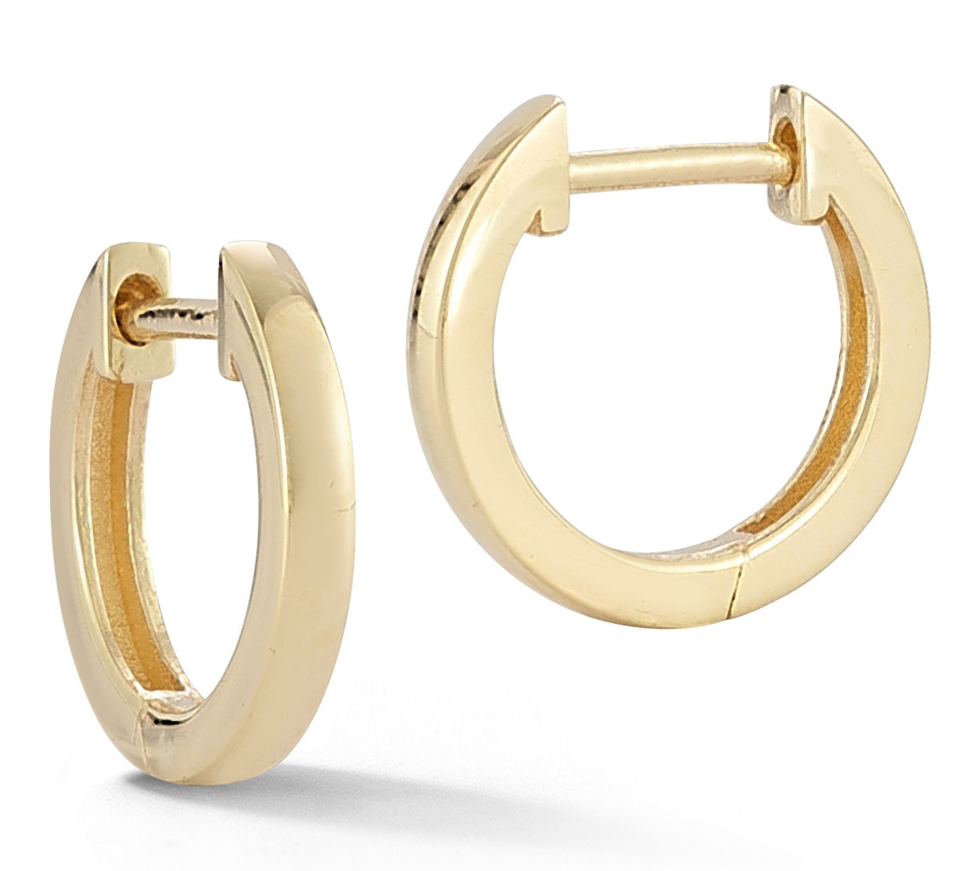 Luminosa Gold Thin Round Huggie Hoop Earrings,14K