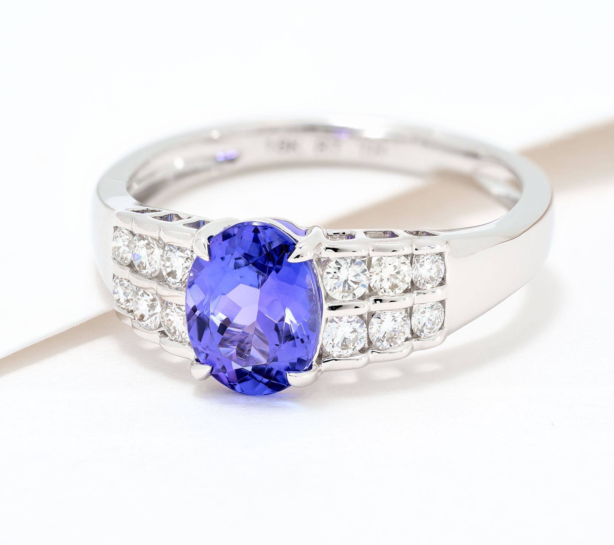 Pure Tanzanite 1.50 cttw Tanzanite & Diamond Oval Ring, 18K Gold