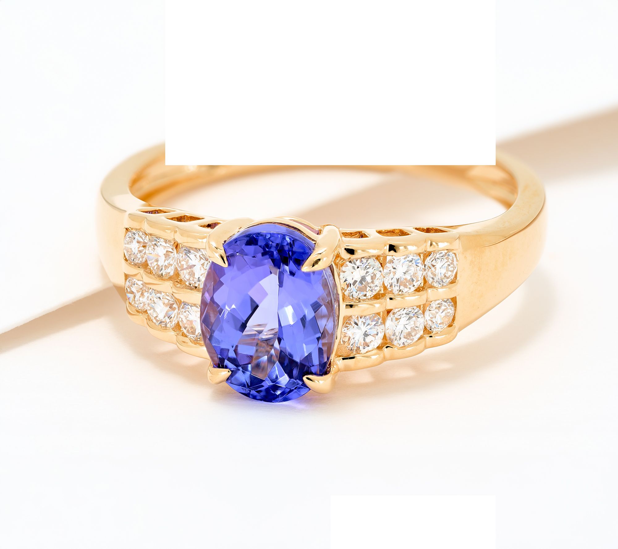 Pure Tanzanite 1.50 cttw Tanzanite & Diamond Oval Ring, 18K Gold