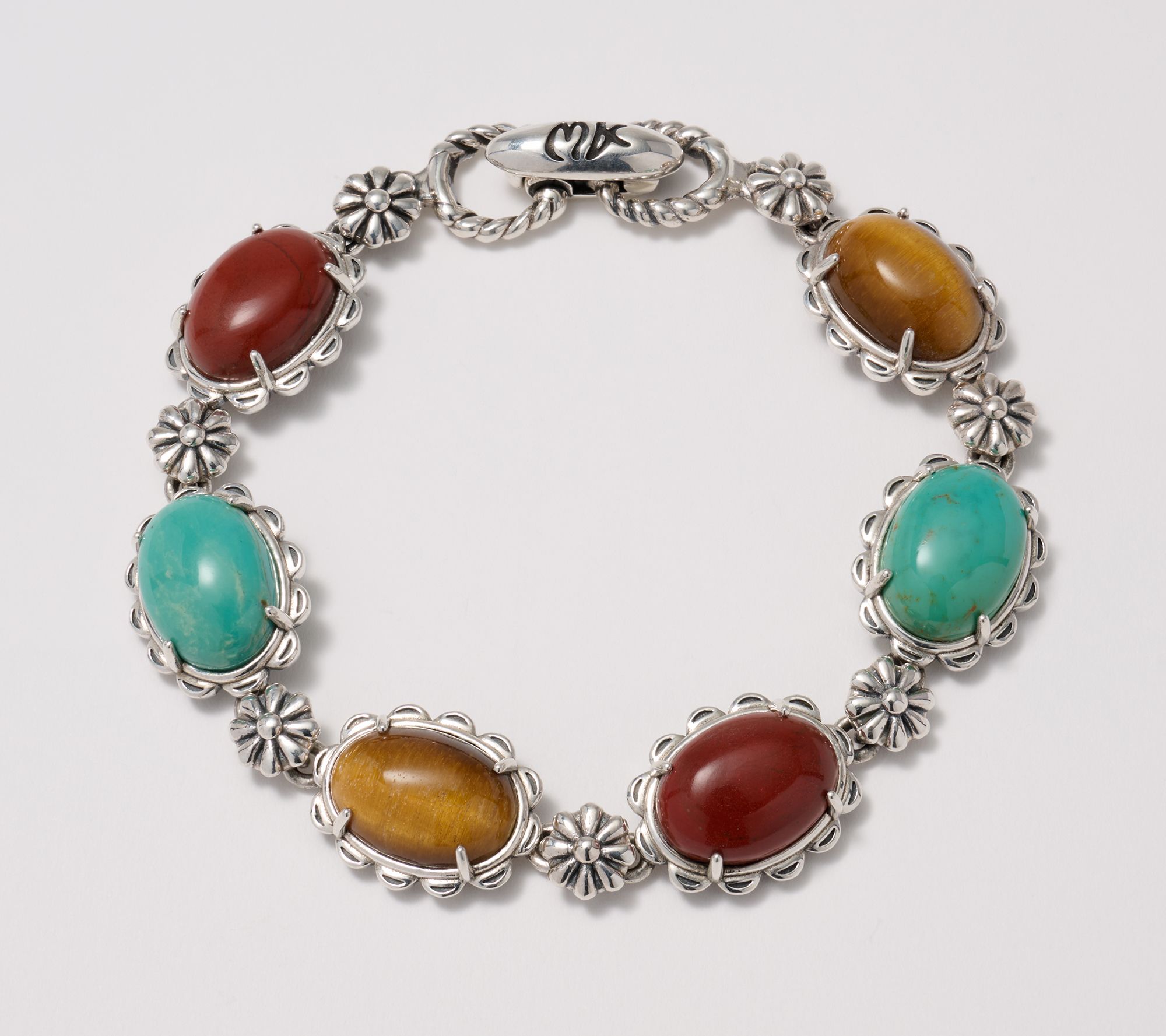 American West Sterling Scallop Oval Gemstone Bracelet