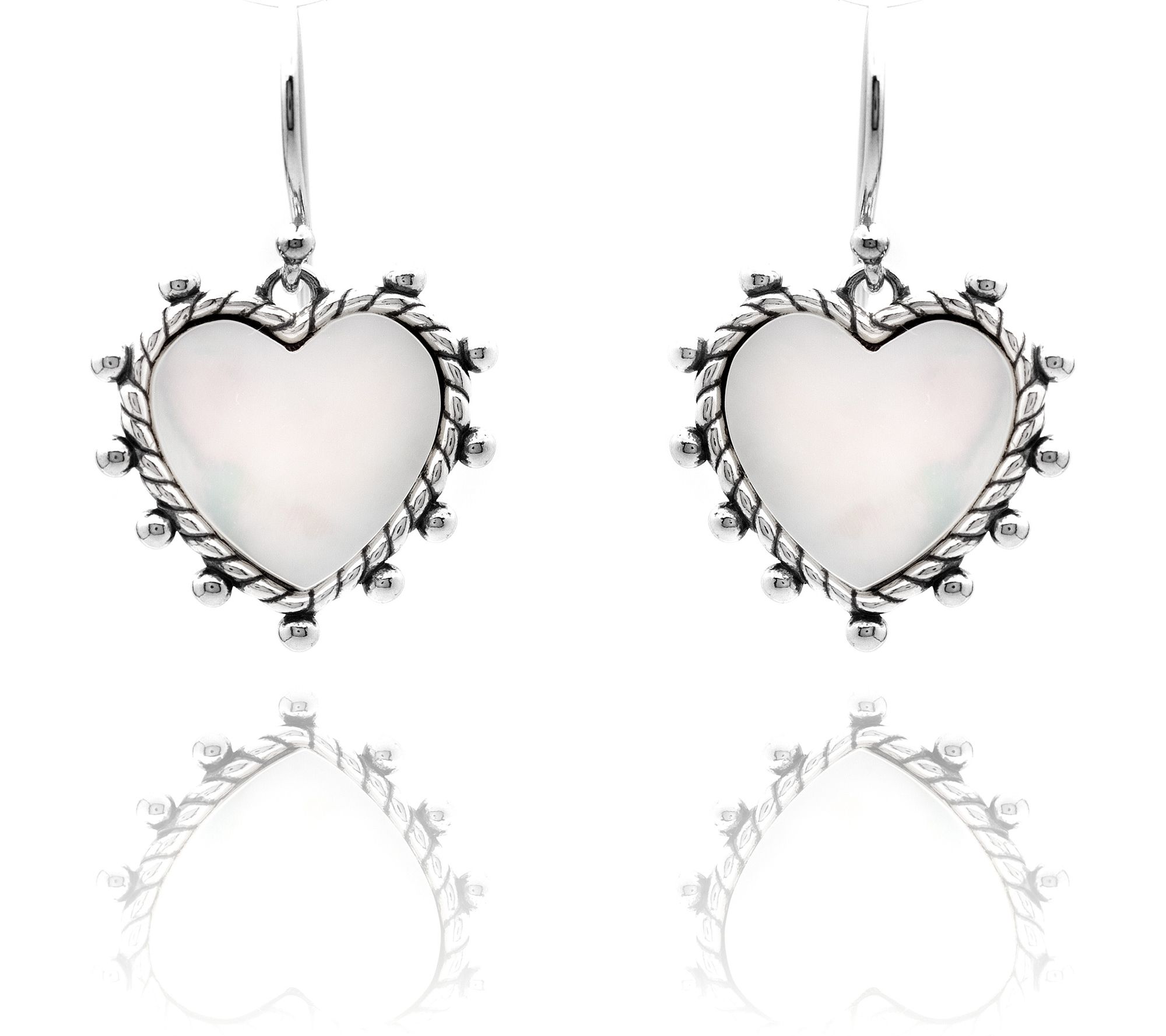 Or Paz Sterling Mother Of Pearl Framed Heart Pendant w/ Chain