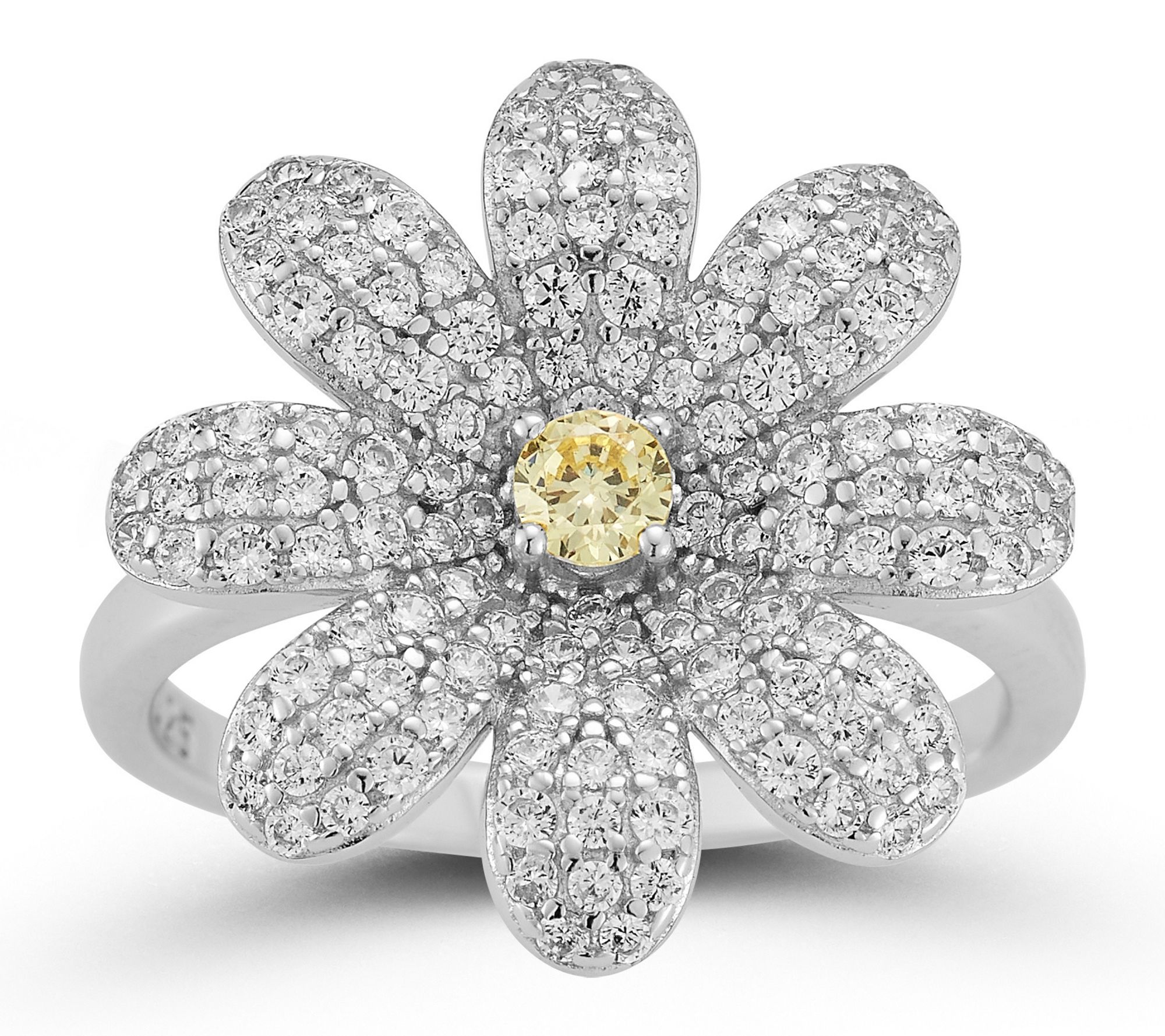 Sterlina Silver Pave Daisy Band Ring, Sterling