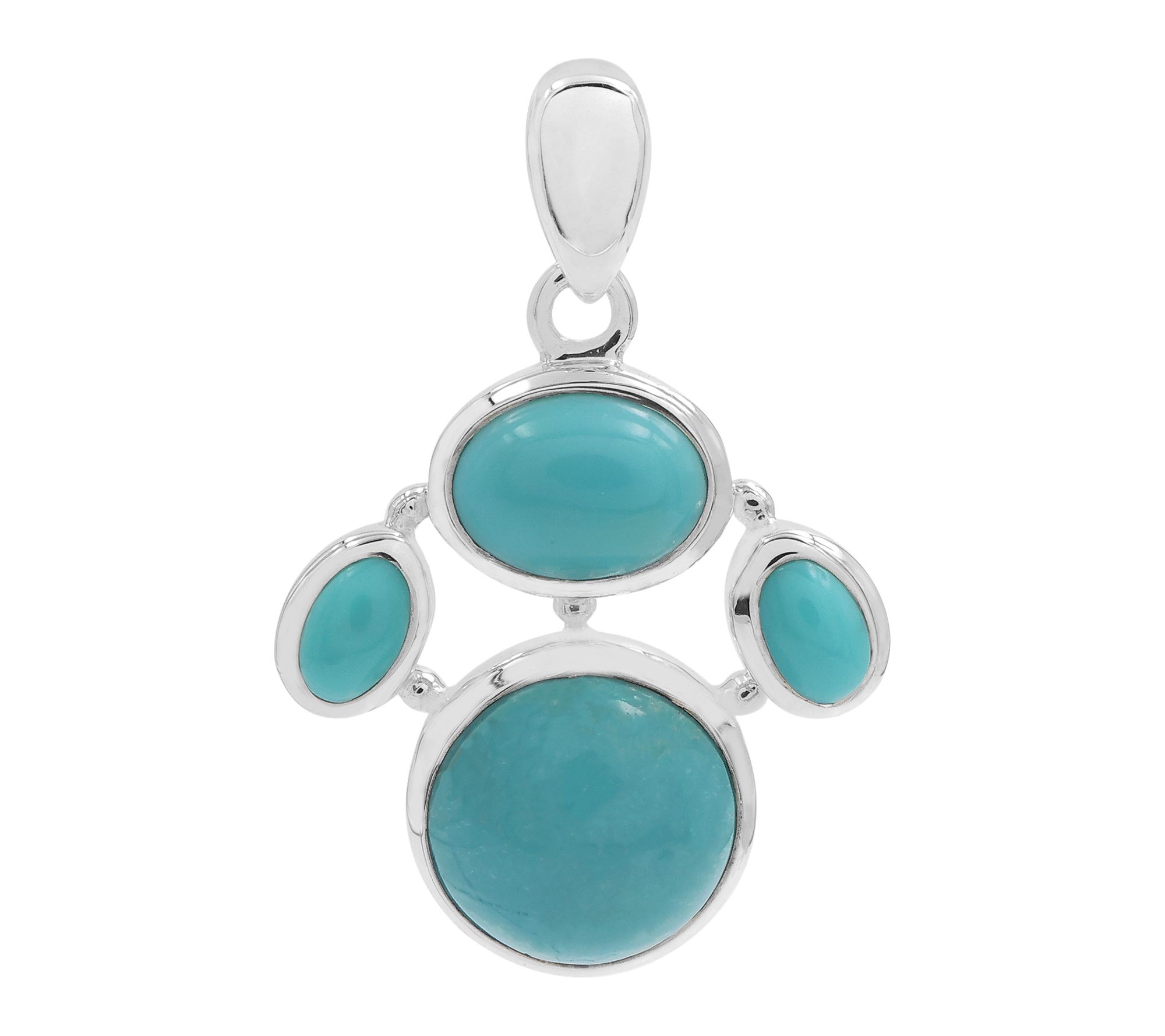 Affinity Gems Oval & Round Turquoise Pendant, Sterling Silver