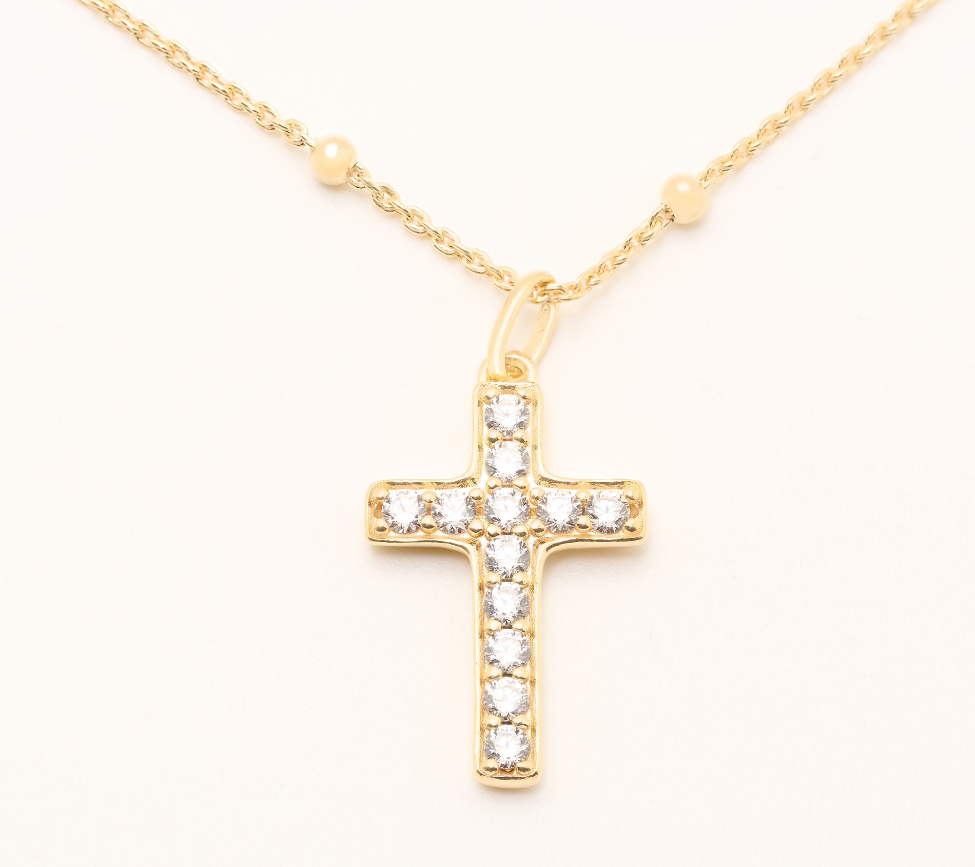  Diamonique Italia Pave Cross Necklace, Sterling Silver