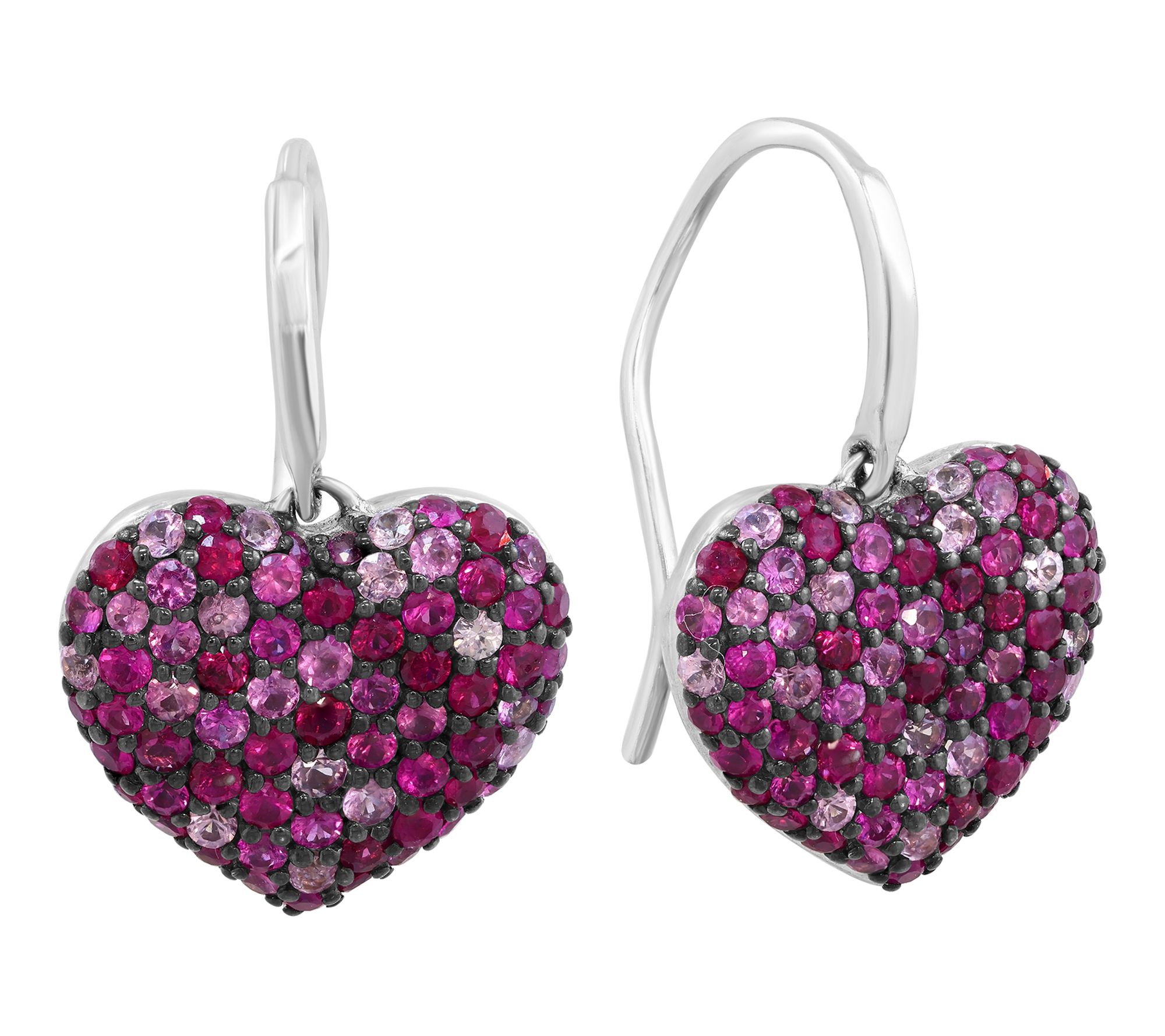 Effy Ruby & Pink Sapphire Heart Earrings, Sterling Silver