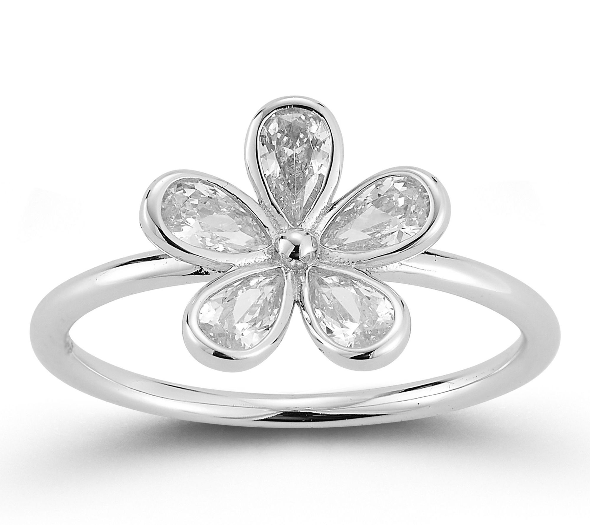 Rachel Zoe Single Flower Band Ring, Sterling Silver