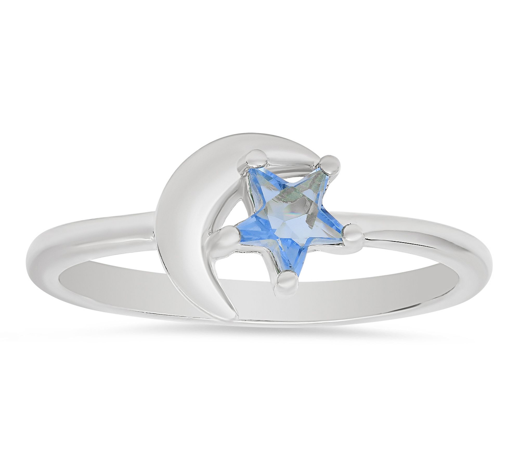 Diamonique Celestial Moon & Star Ring, SterlingSilver