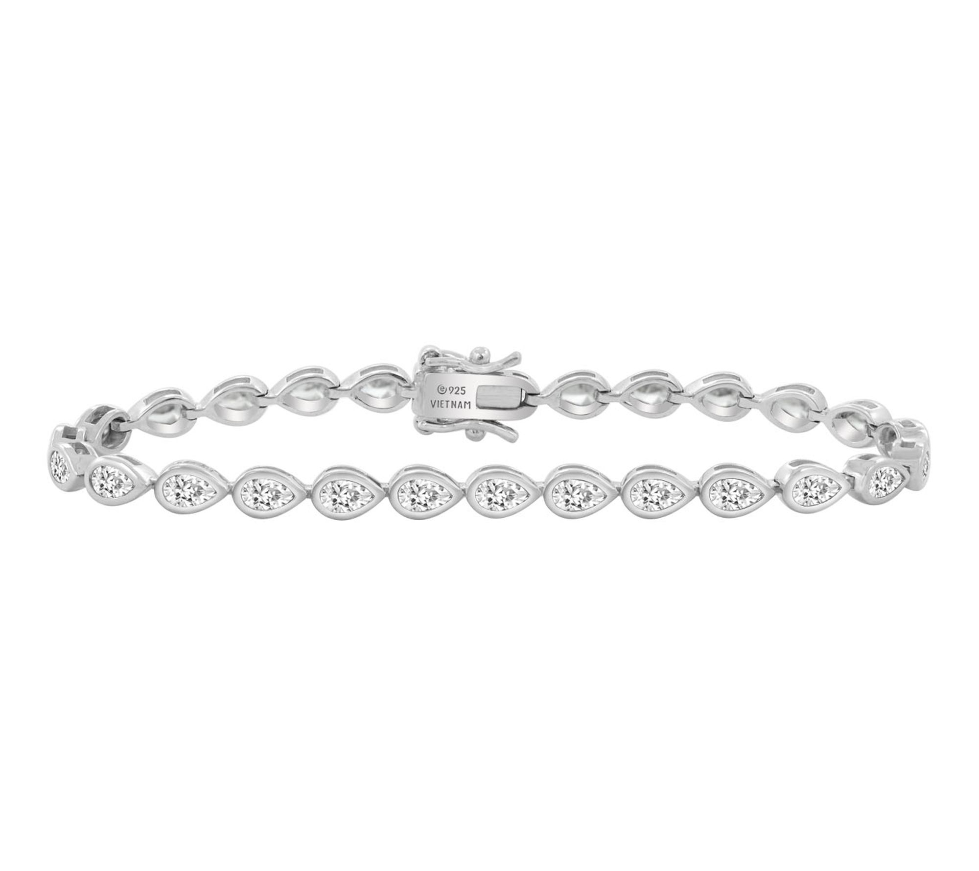 Diamonique Pear Cut Tennis Bracelet, Sterling Silver