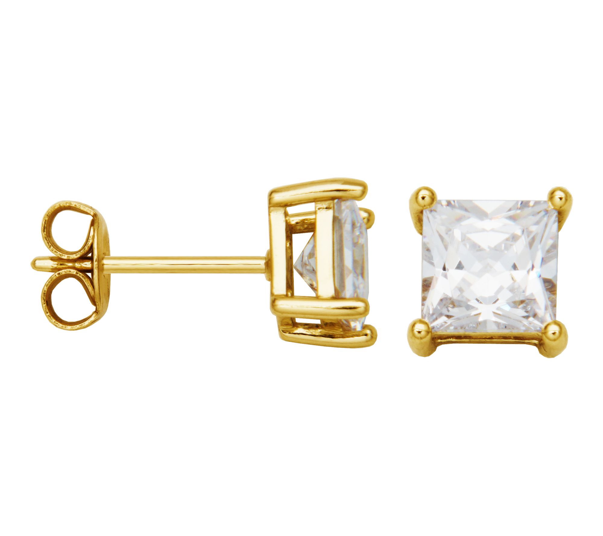 Diamonique 3.10 cttw Princess Cut Stud Earrings, Sterling