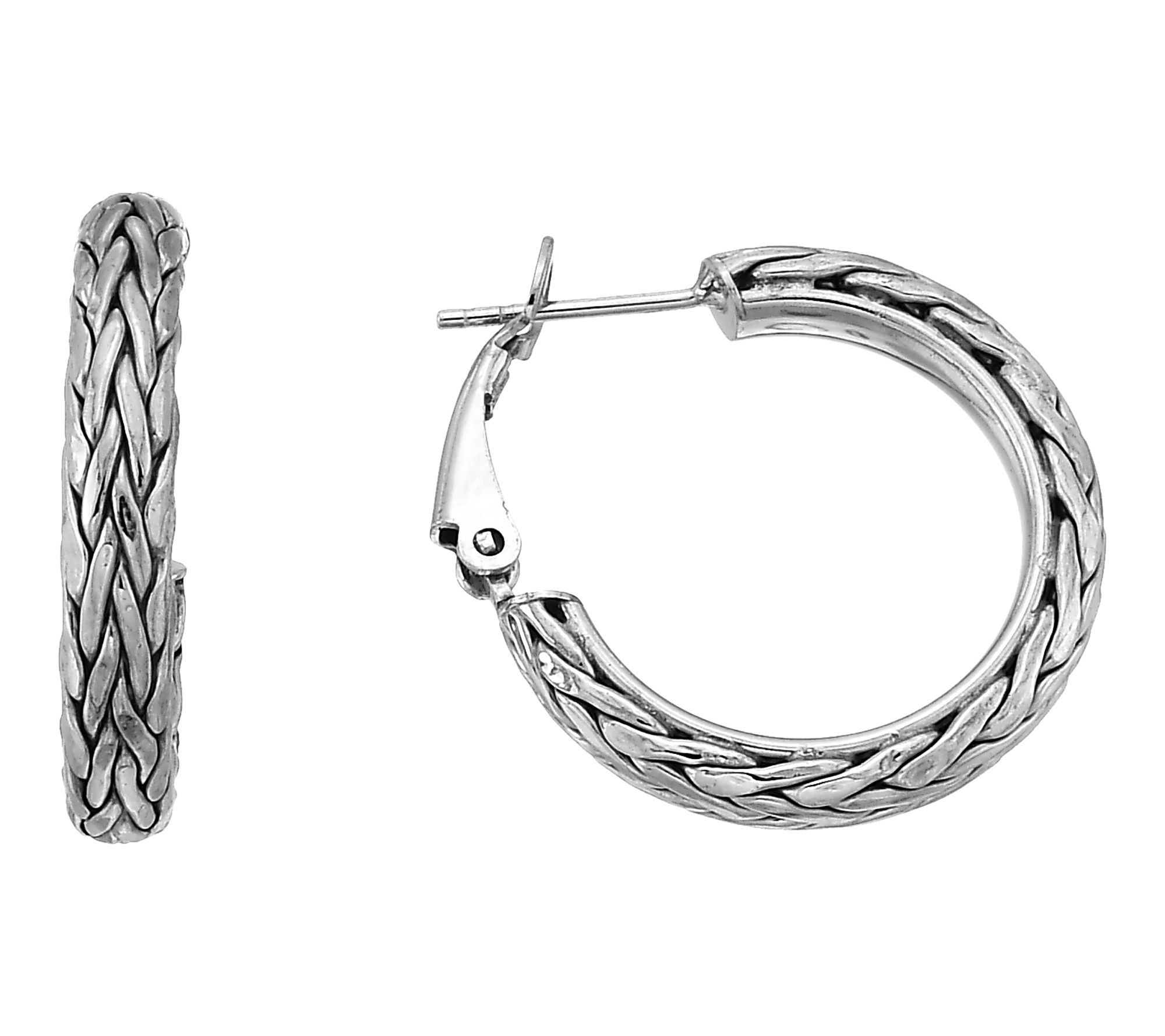 Silver Style 1" Wheat Chain Hoop Earrings, Sterling