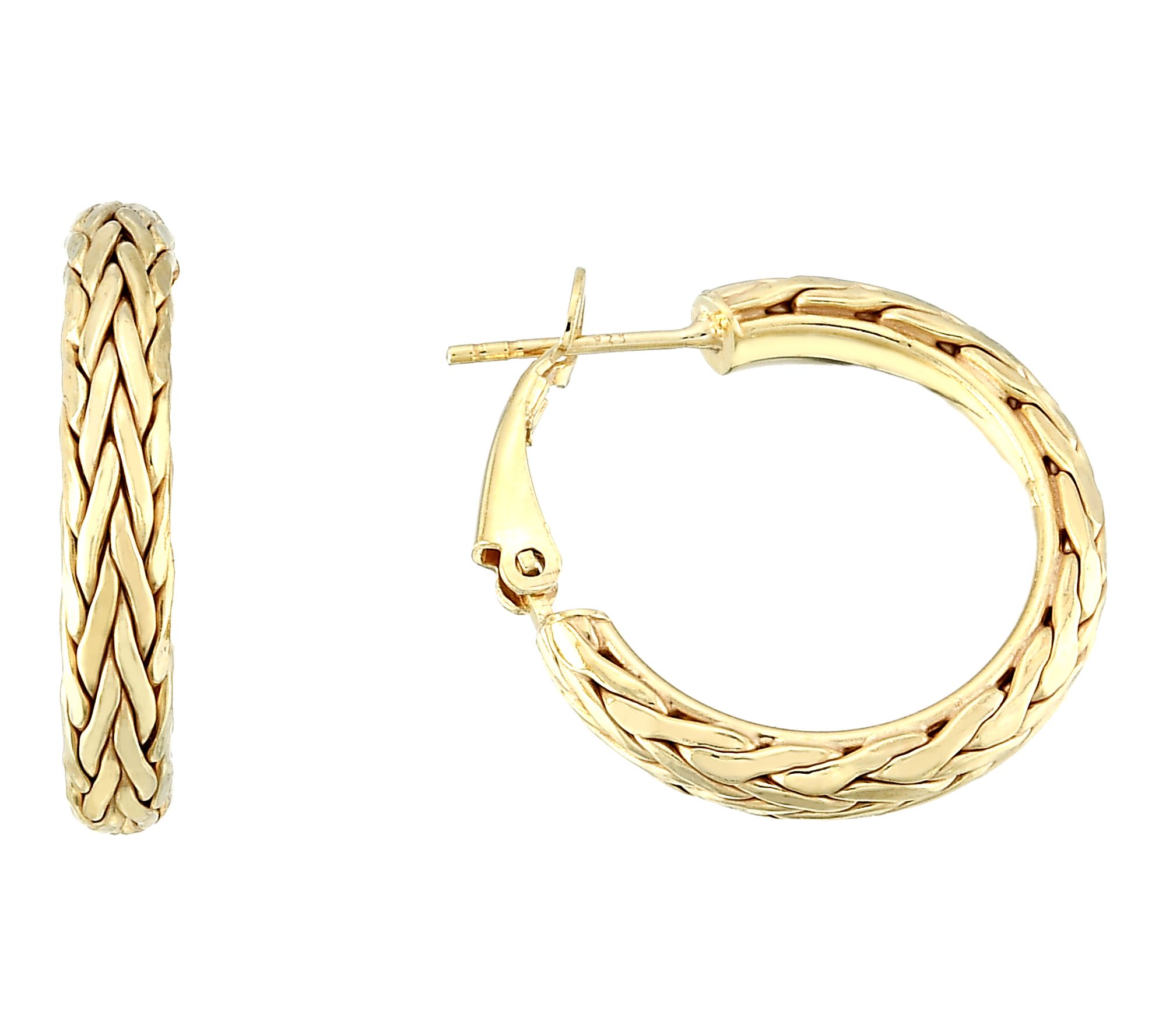 Silver Style 1" Wheat Chain Hoop Earrings, Sterling